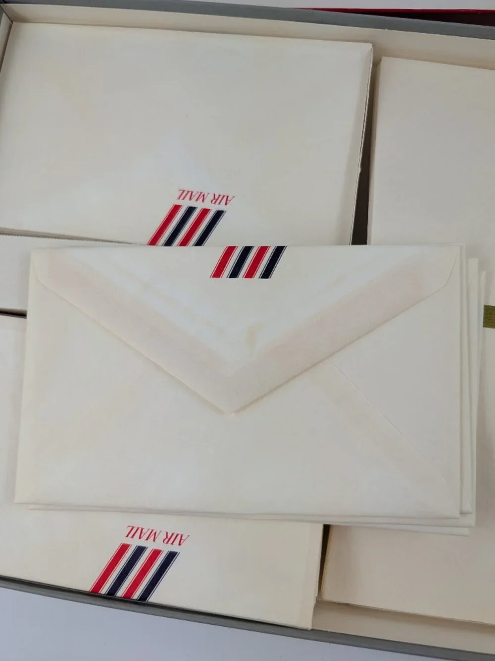 Vintage Hallmark Air Mail Stationery Box Set Gold Foil Horse Racing Logo